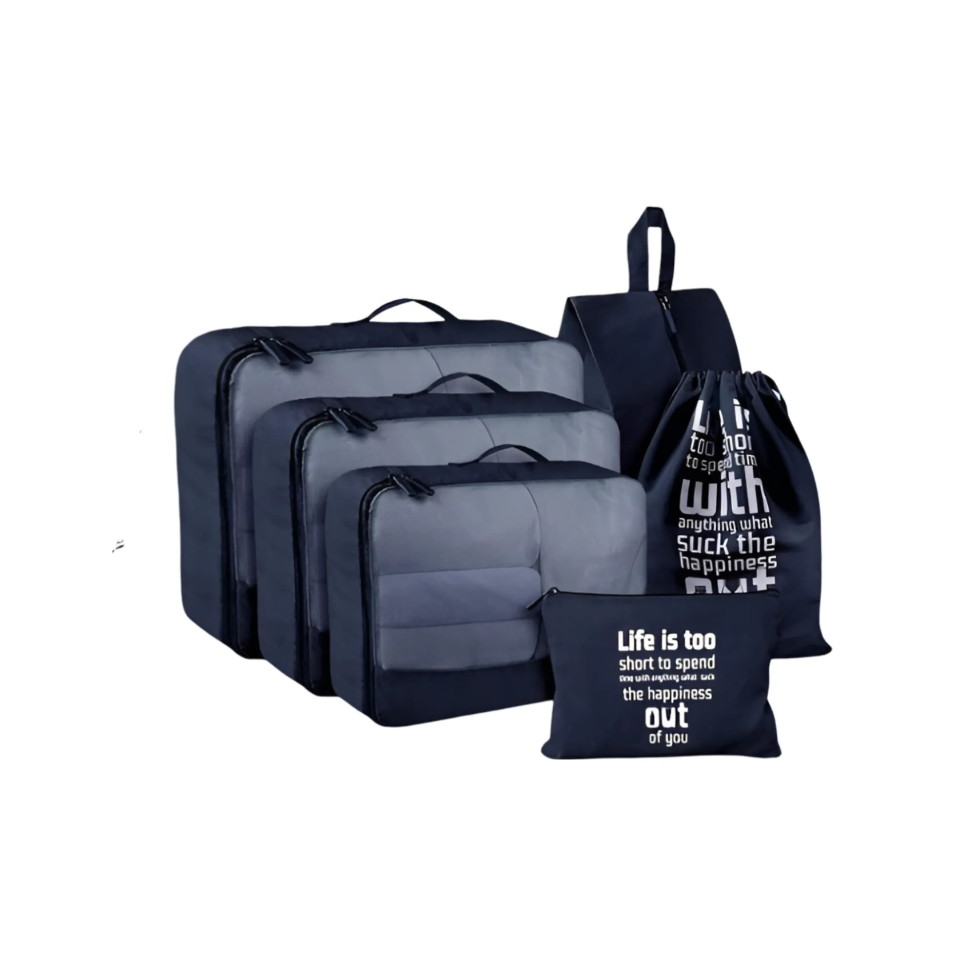 6 Piece Portable Travel Bag Set Rh2203 Black