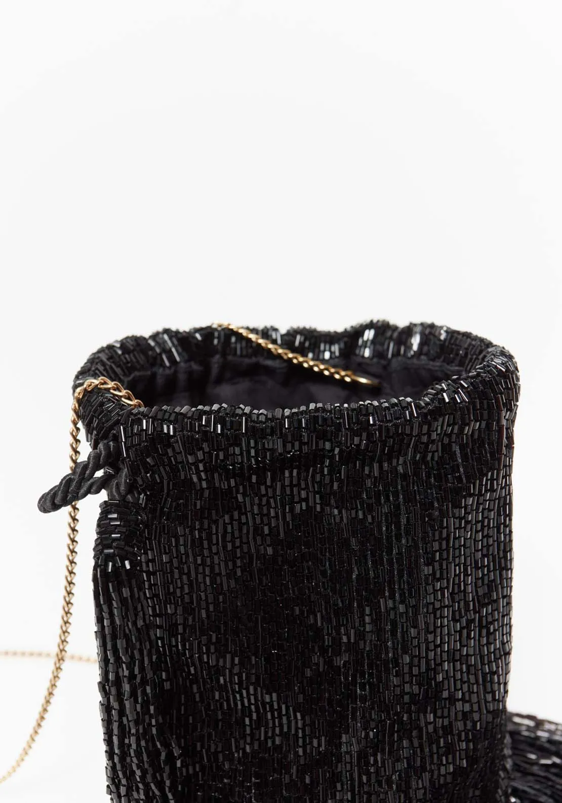 Beaded Pouch Finges - Black