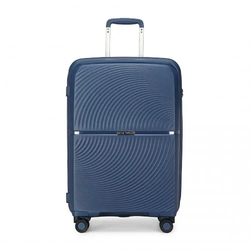 British Traveller 24 Inch Spinner Hard Shell PP Suitcase with TSA Lock - Navy