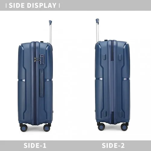 British Traveller 24 Inch Spinner Hard Shell PP Suitcase with TSA Lock - Navy