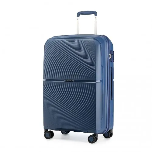 British Traveller 24 Inch Spinner Hard Shell PP Suitcase with TSA Lock - Navy