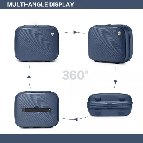 British Traveller 4 Pcs Set Spinner Hard Shell PP Suitcase With TSA Lock & Vanity Case - Navy