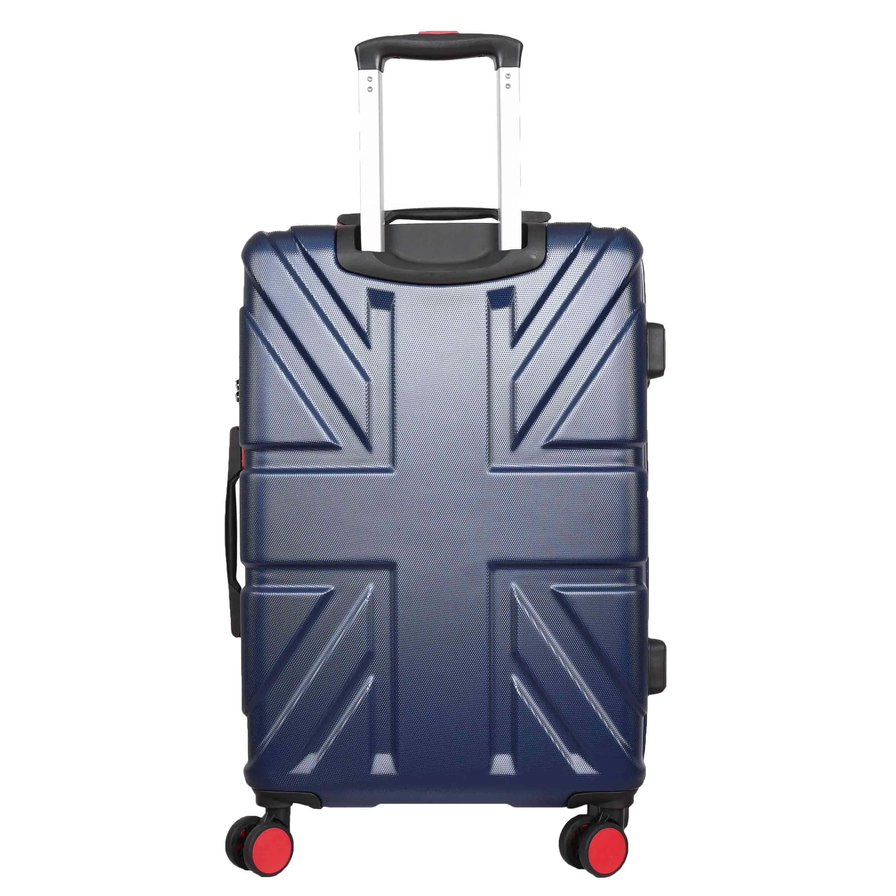 British Union Jack Hardside Spinner Suitcase 8 Wheels Hard Shell Travel Bag Navy