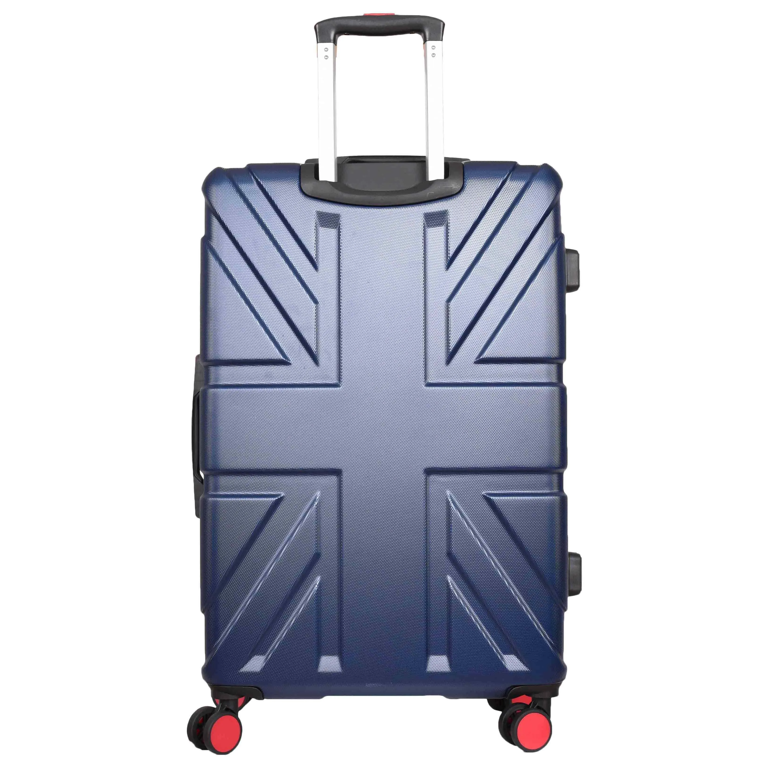 British Union Jack Hardside Spinner Suitcase 8 Wheels Hard Shell Travel Bag Navy