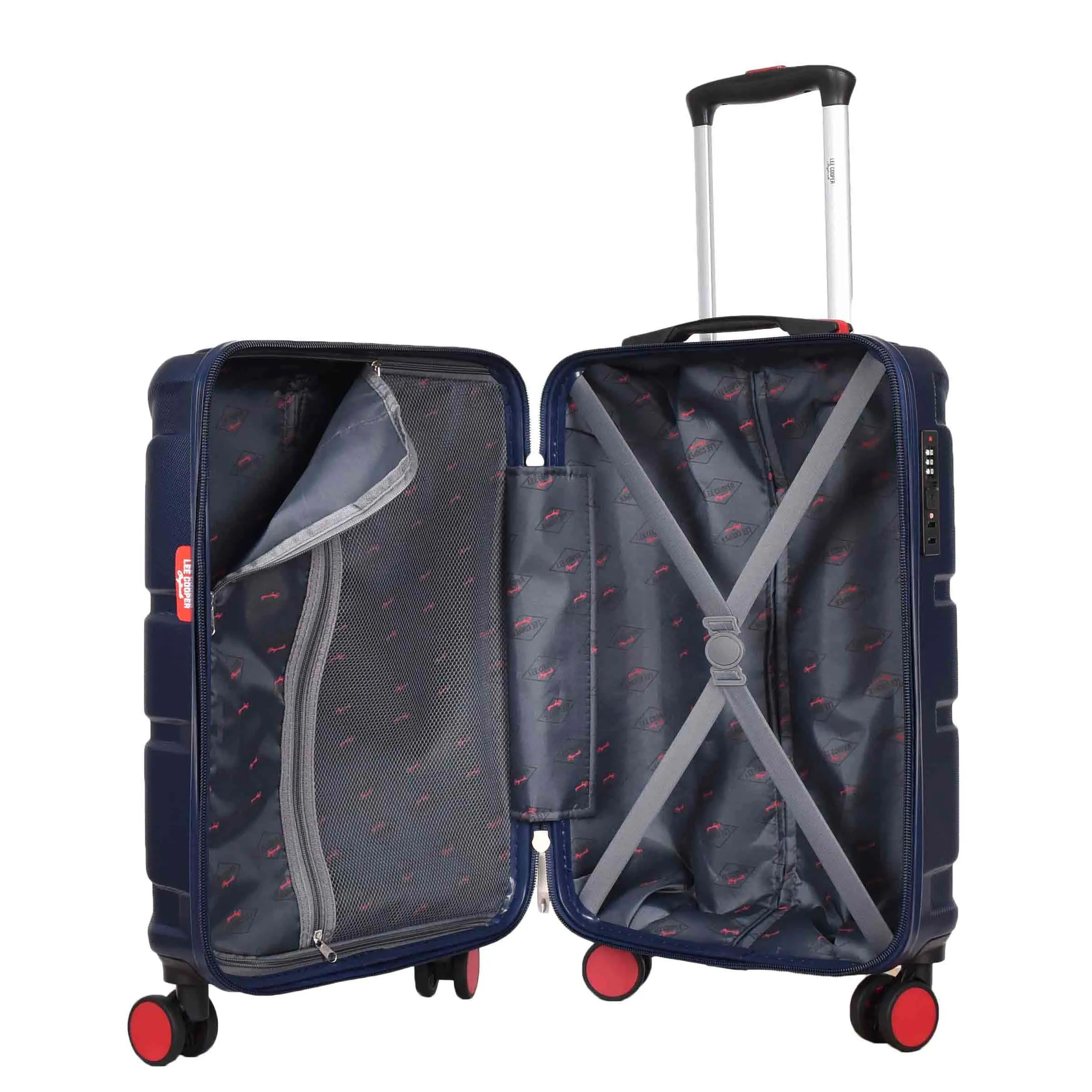 British Union Jack Hardside Spinner Suitcase 8 Wheels Hard Shell Travel Bag Navy