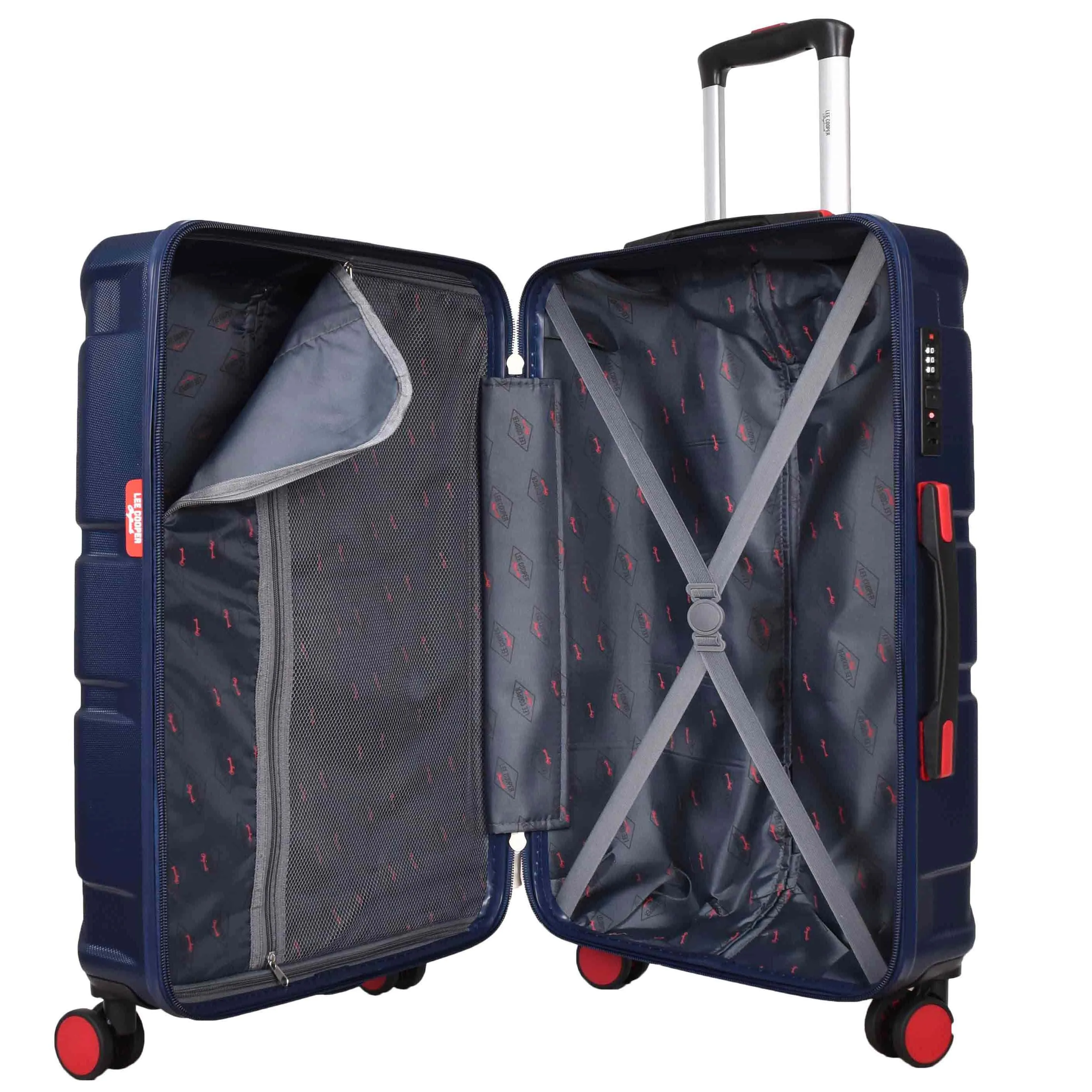 British Union Jack Hardside Spinner Suitcase 8 Wheels Hard Shell Travel Bag Navy