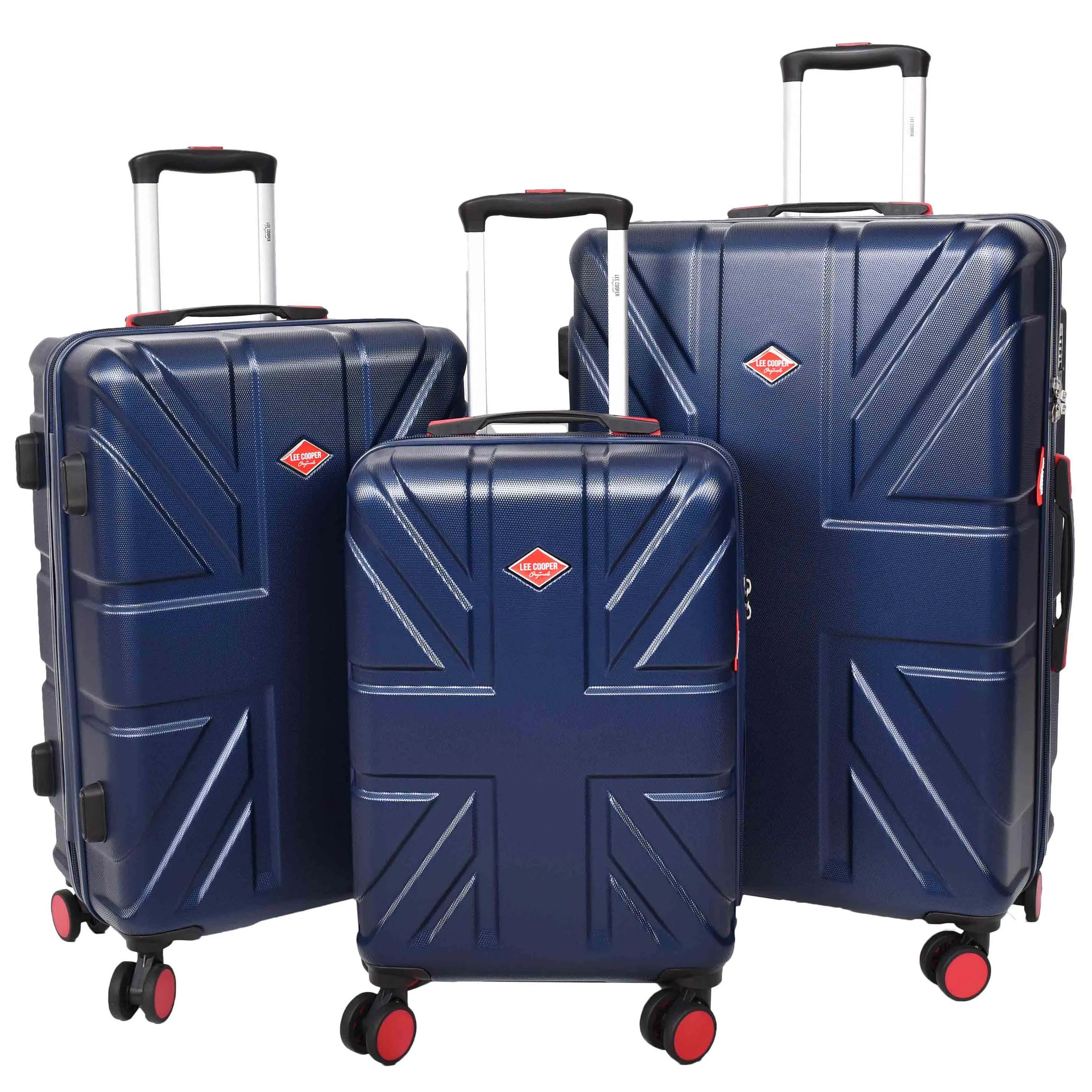 British Union Jack Hardside Spinner Suitcase 8 Wheels Hard Shell Travel Bag Navy