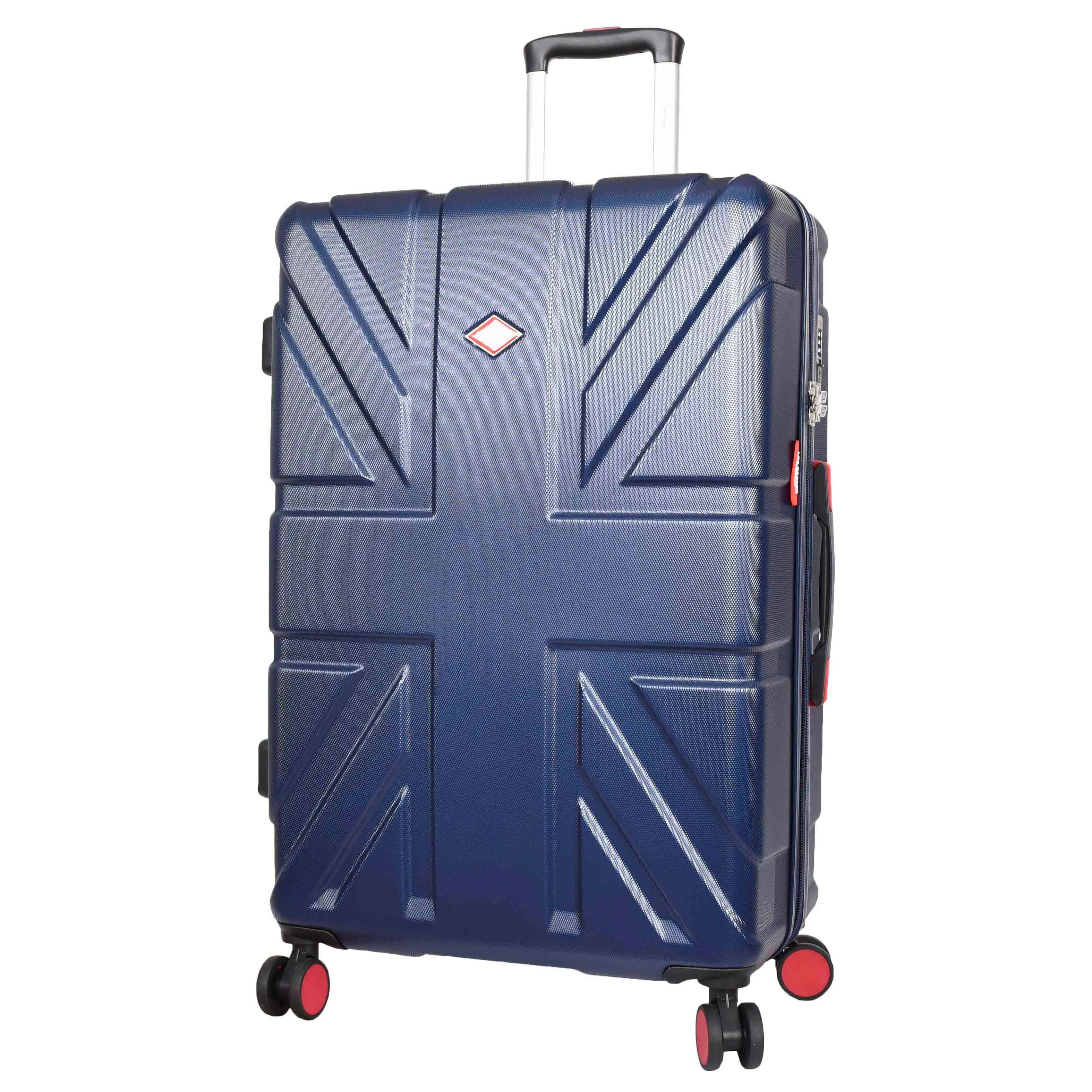 British Union Jack Hardside Spinner Suitcase 8 Wheels Hard Shell Travel Bag Navy