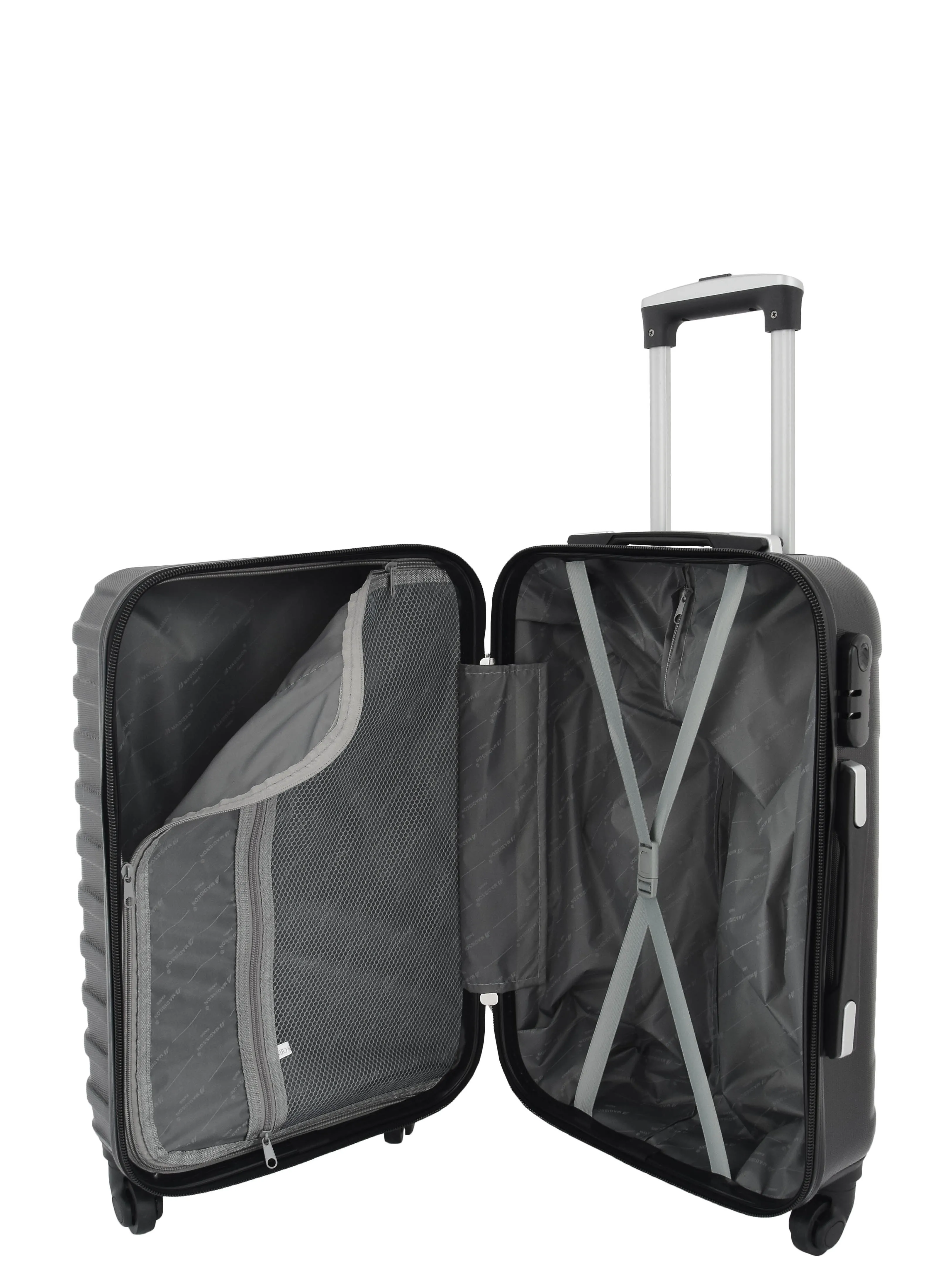 Cabin Size 4 Wheel Suitcase ABS Lightweight Luggage Travel Bag Stargate Black