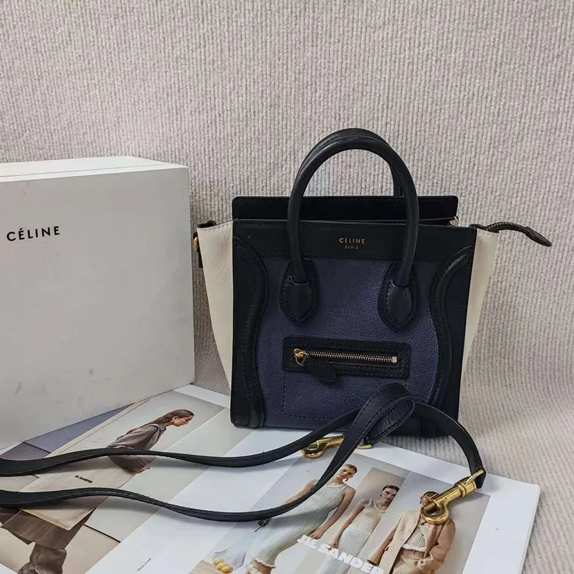 Celine Nano Luggage Tricolor Leather Tote Bag Small