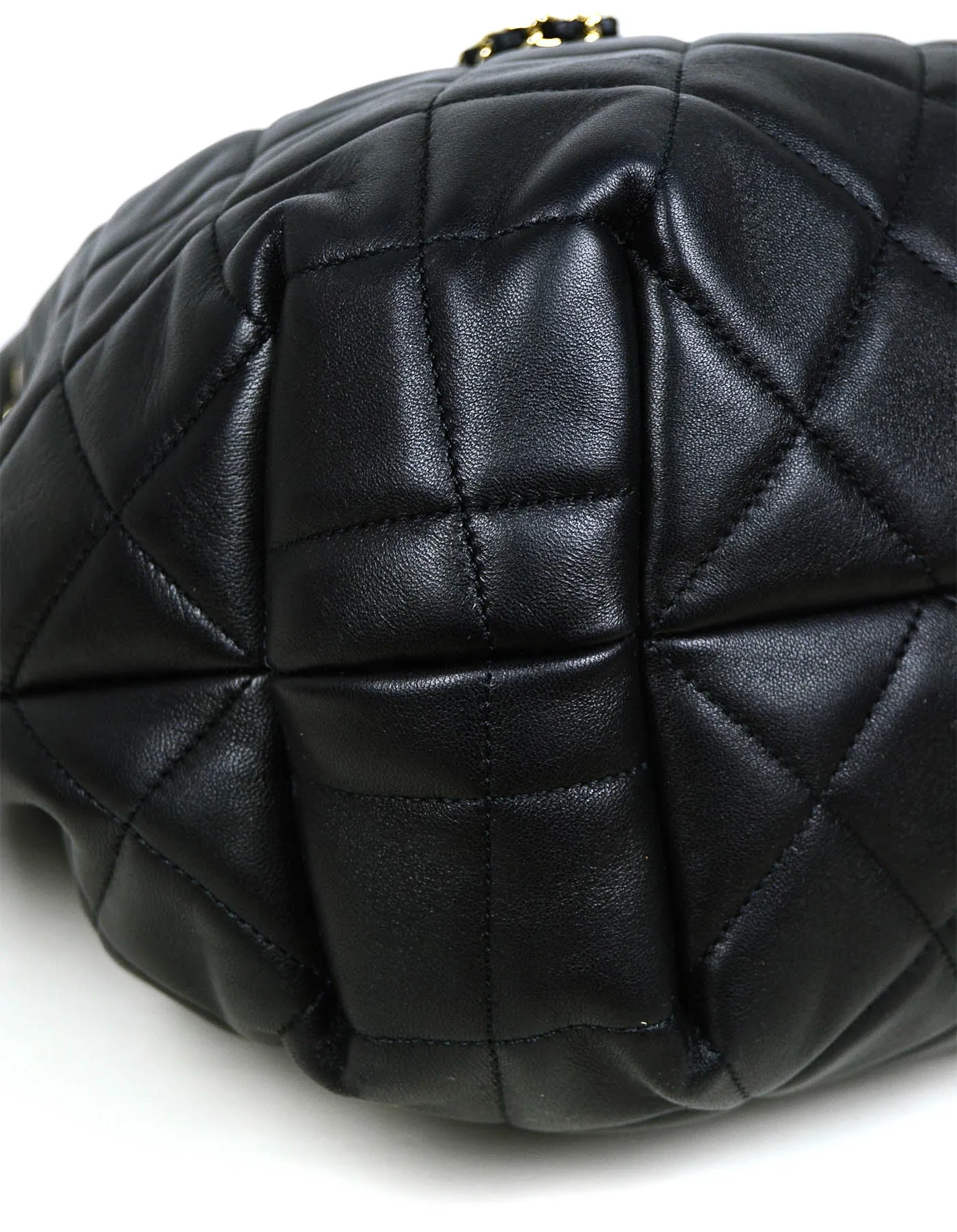 Chanel 2020 Black Lambskin Quilted CC Dweller Drawstring Bucket Tote Bag