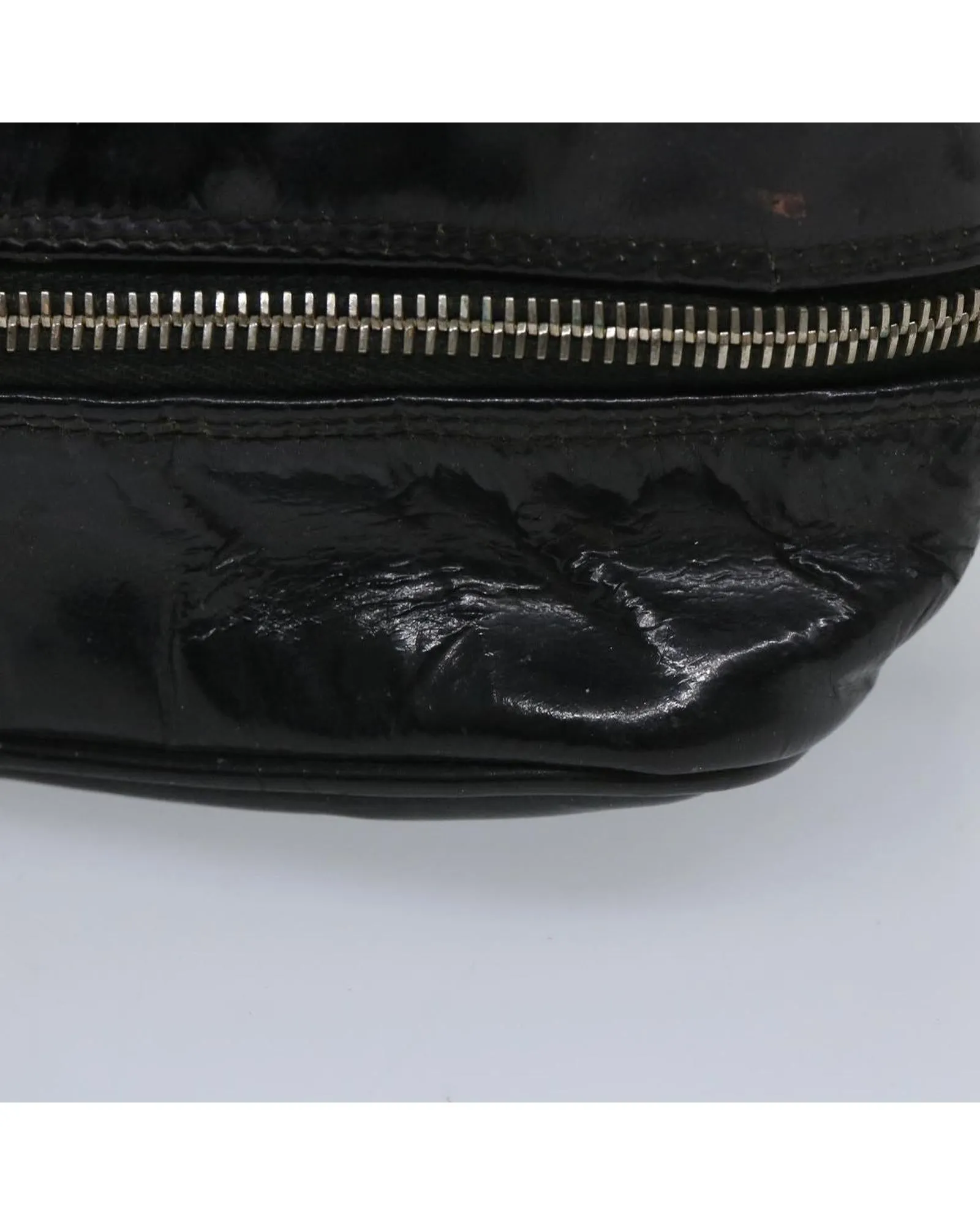 CHANEL Patent Leather Cosmetic Clutch Black