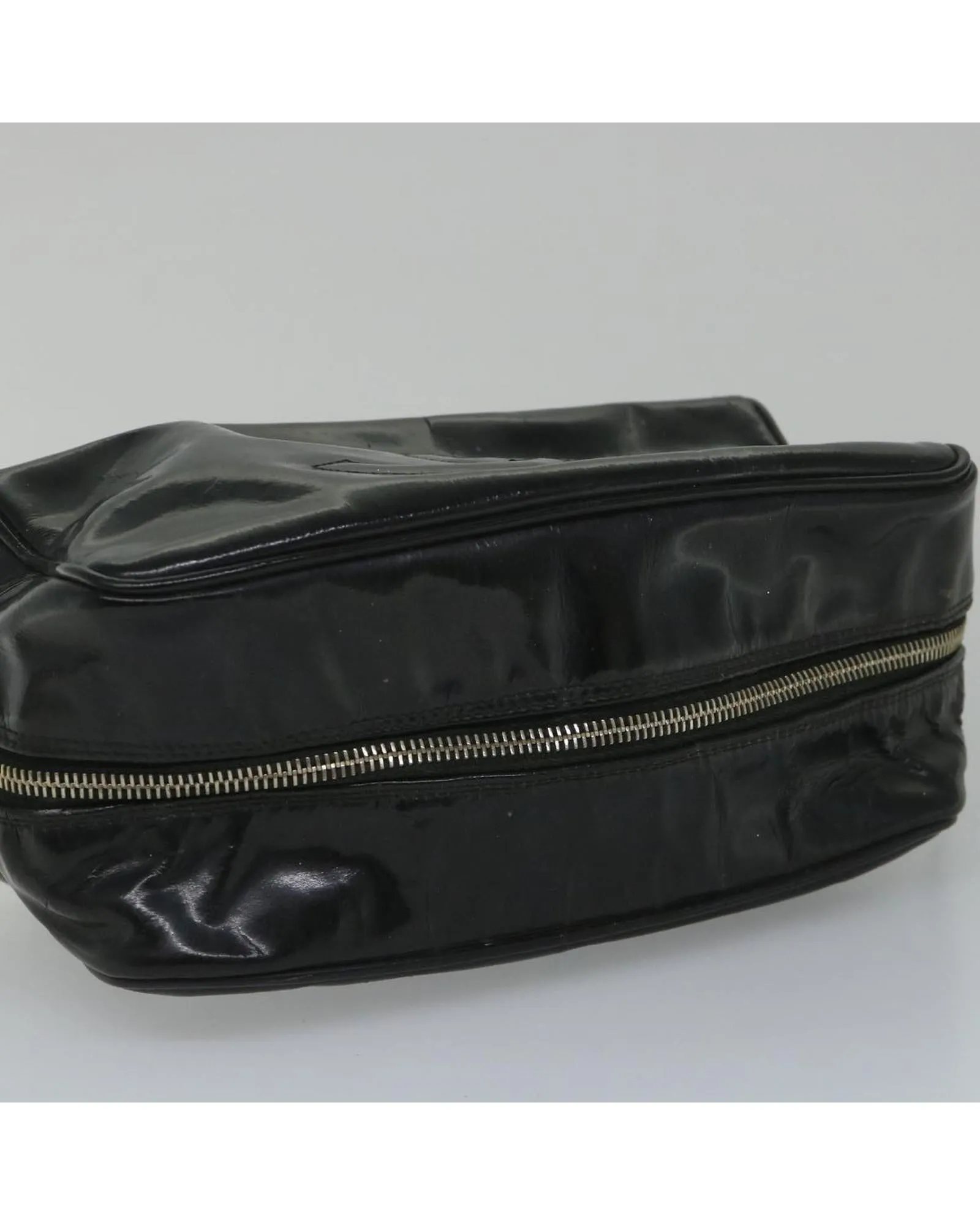 CHANEL Patent Leather Cosmetic Clutch Black