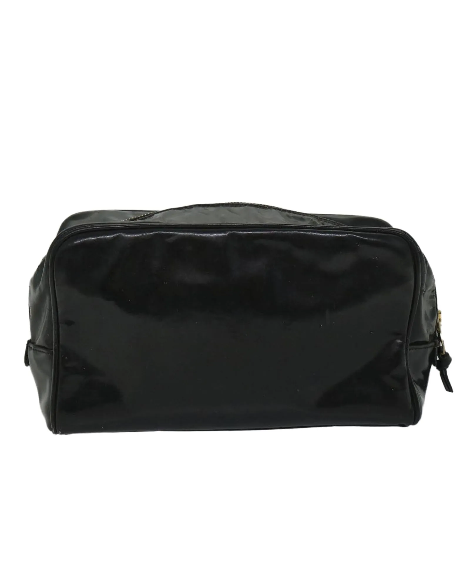 CHANEL Patent Leather Cosmetic Clutch Black