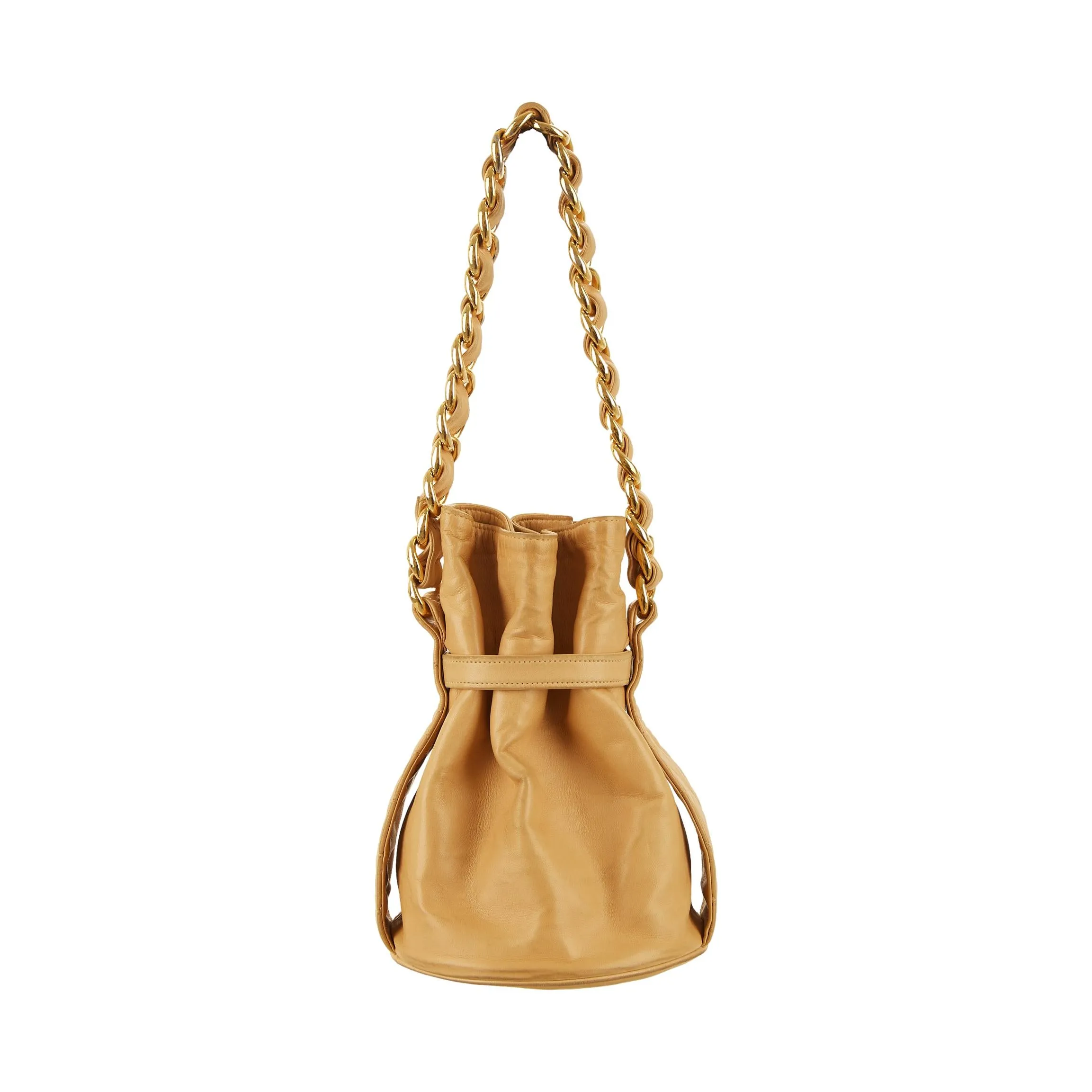 Chanel Tan Buckle Bucket Bag