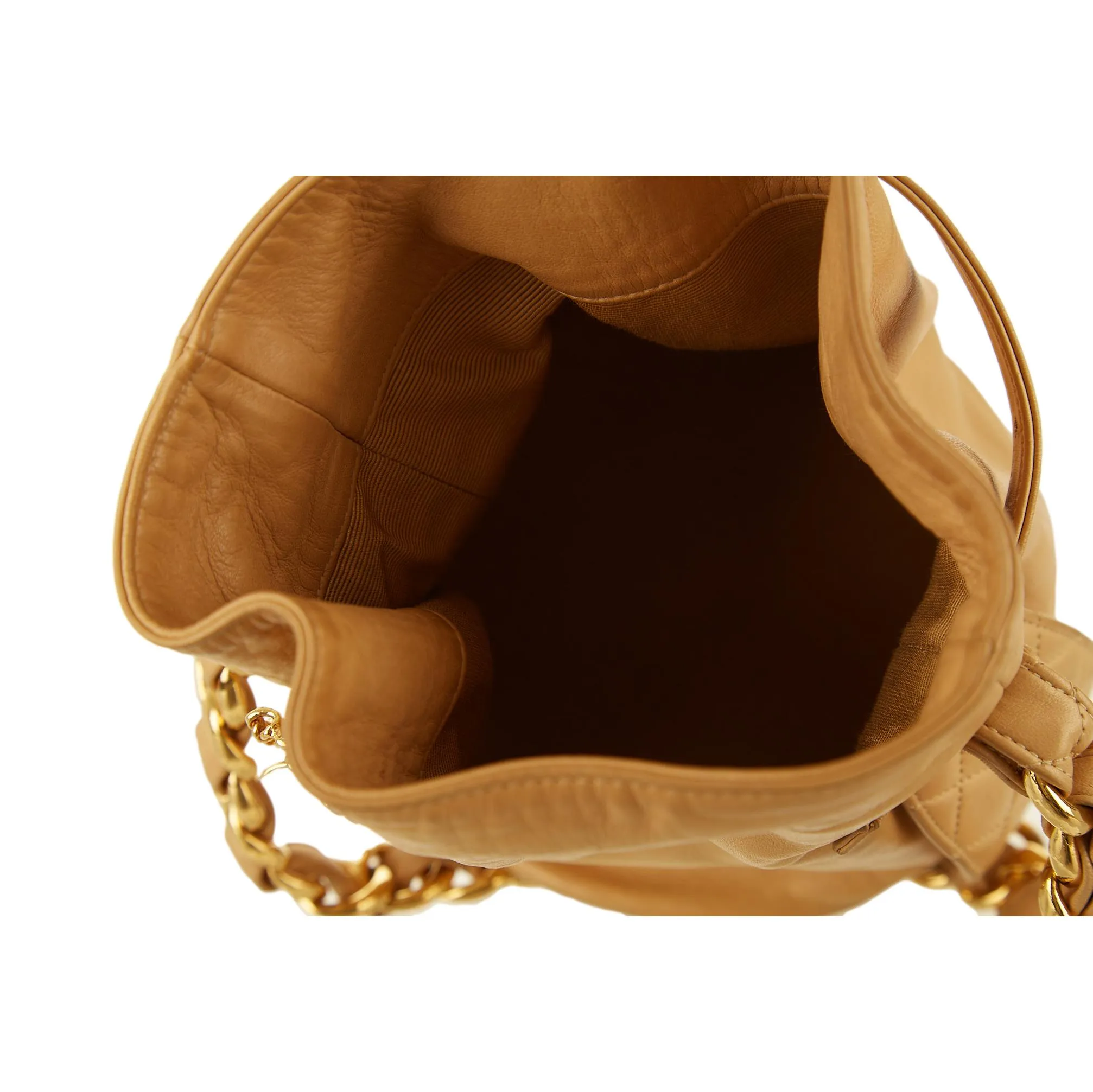 Chanel Tan Buckle Bucket Bag