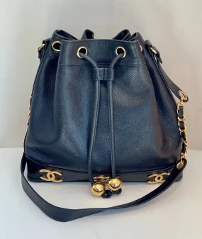 Chanel Vintage CC Caviar Bucket Bag