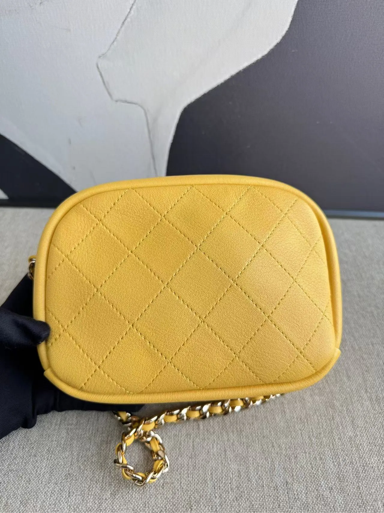 Chanel Yellow Quilted Leather Camera Bag 2018 Chain Strap