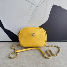 Chanel Yellow Quilted Leather Camera Bag 2018 Chain Strap