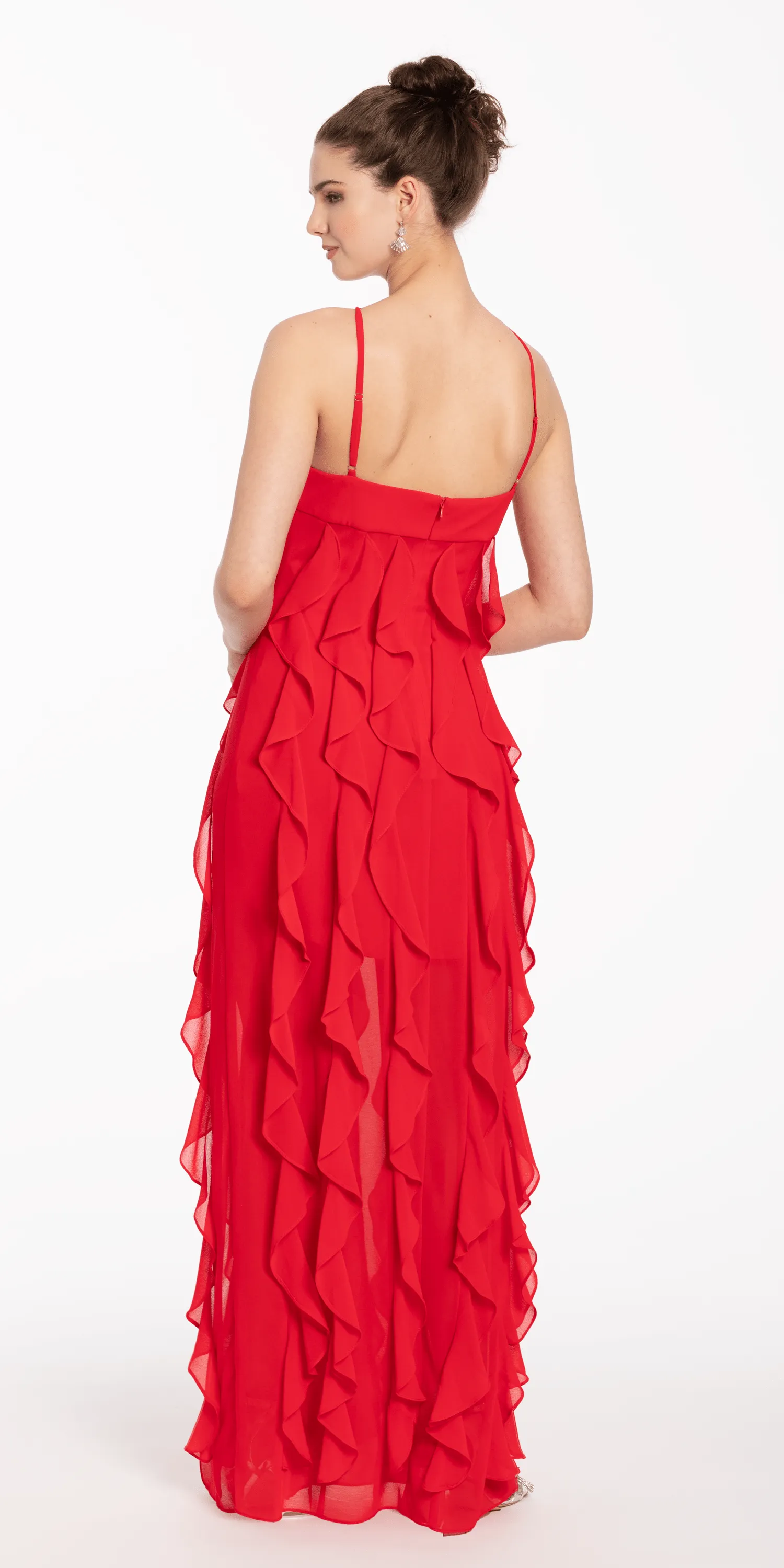 Chiffon Halter Neck Ruffle Dress