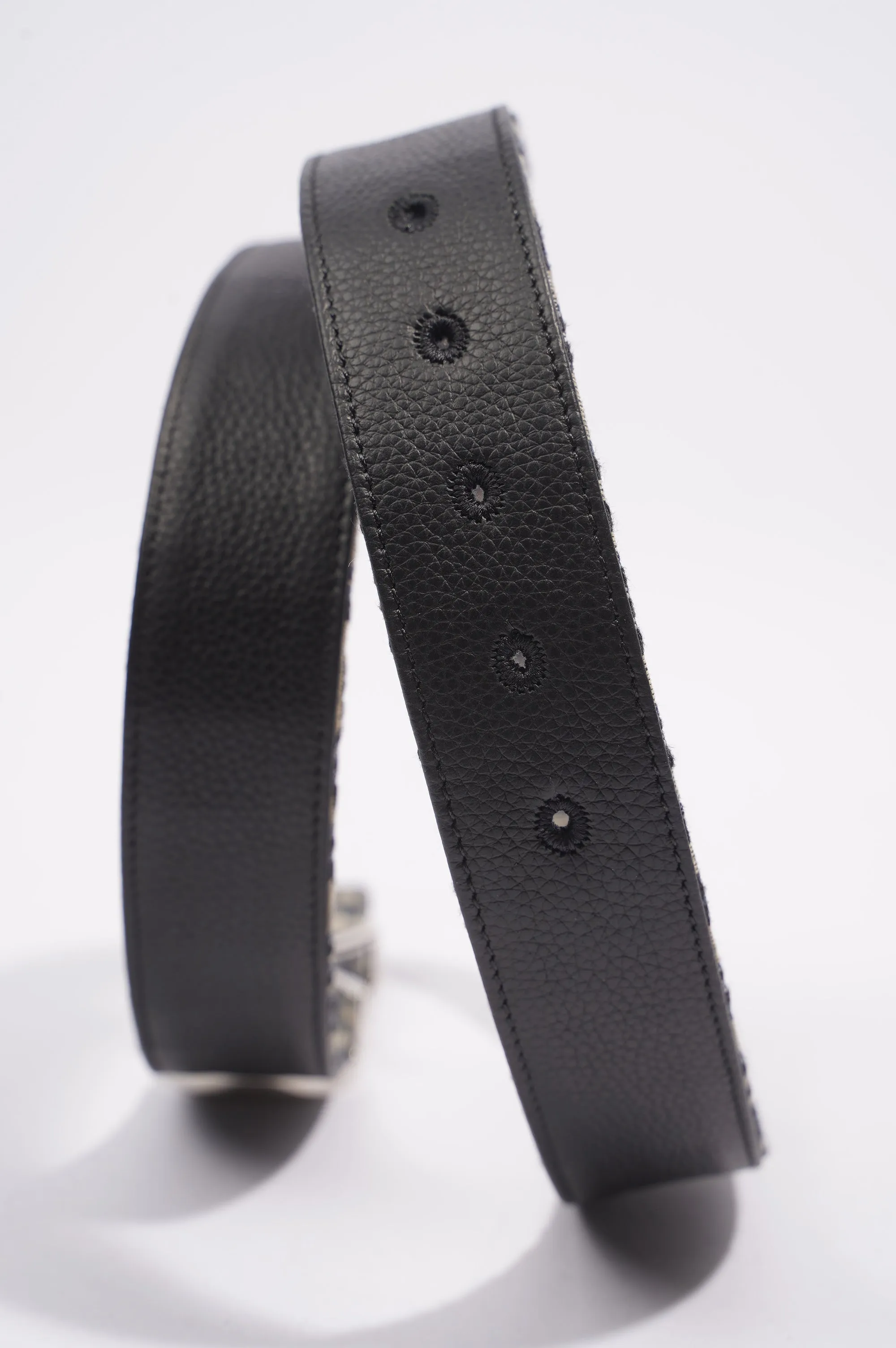 Christian Dior 30 Montaigne Reversible Belt Black / Oblique Leather 37" 94cm