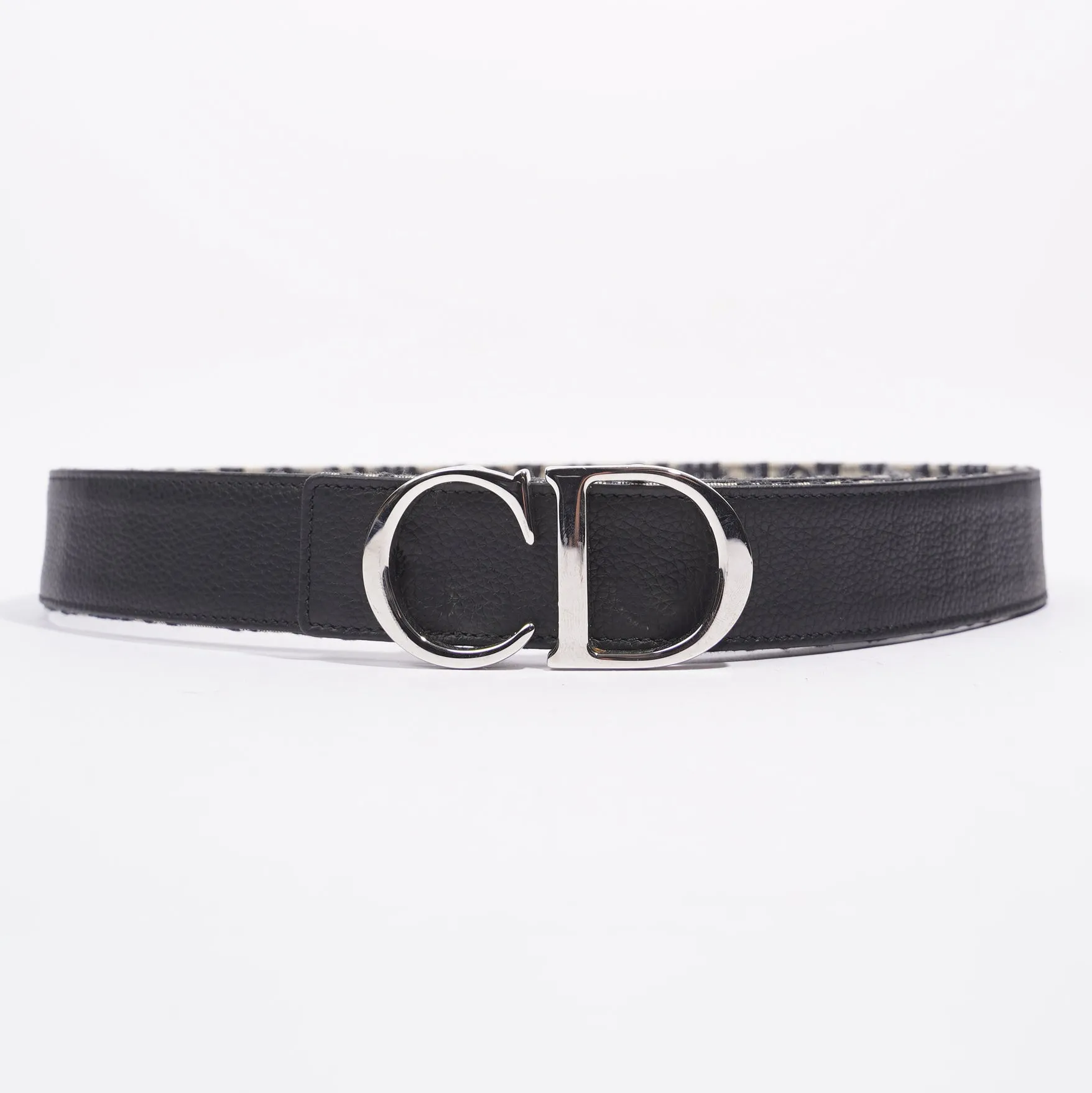 Christian Dior 30 Montaigne Reversible Belt Black / Oblique Leather 37" 94cm