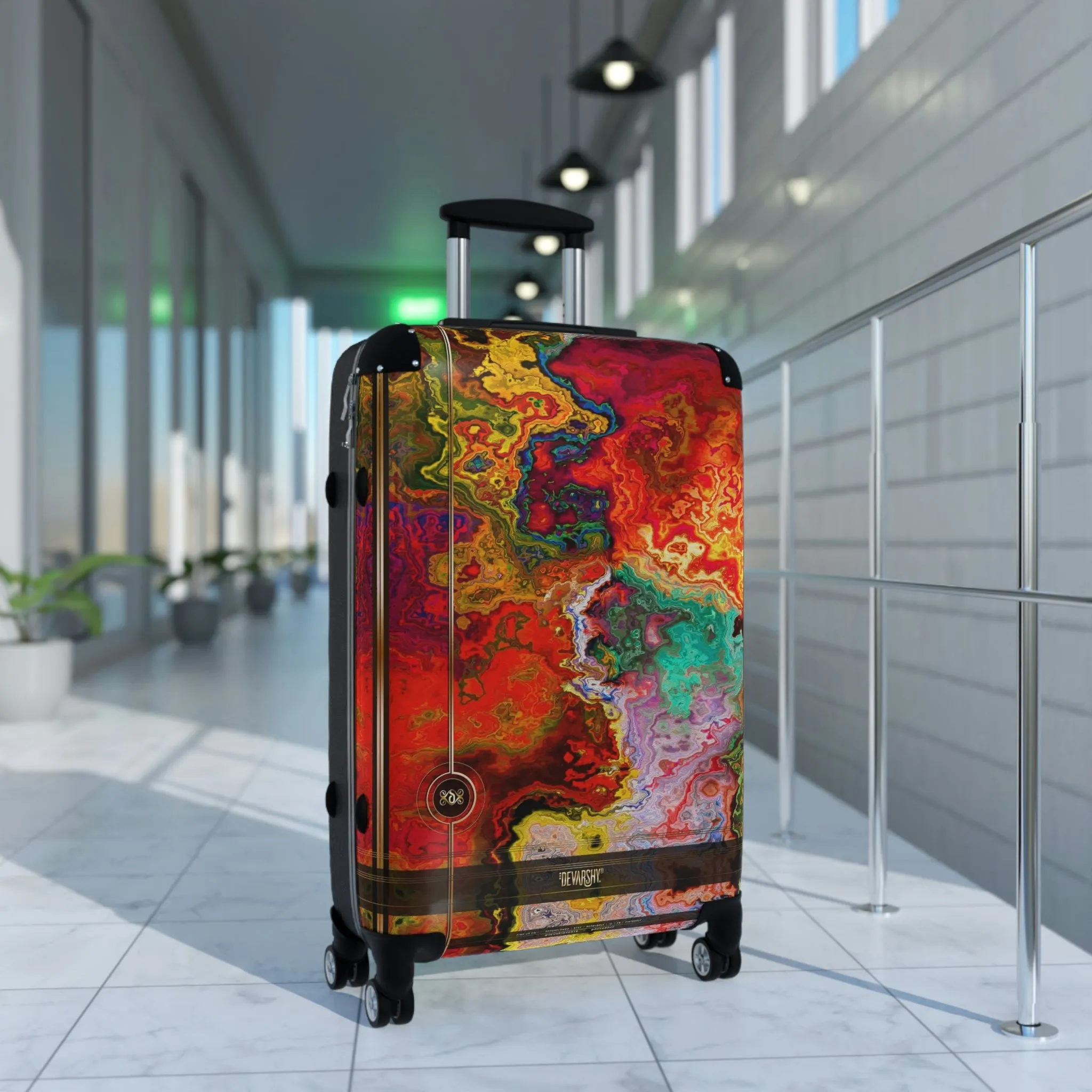 Crimson Chaos Suitcase 3 Sizes Carry-on Suitcase Red Marbling Luggage Hard Shell Suitcase | D20112