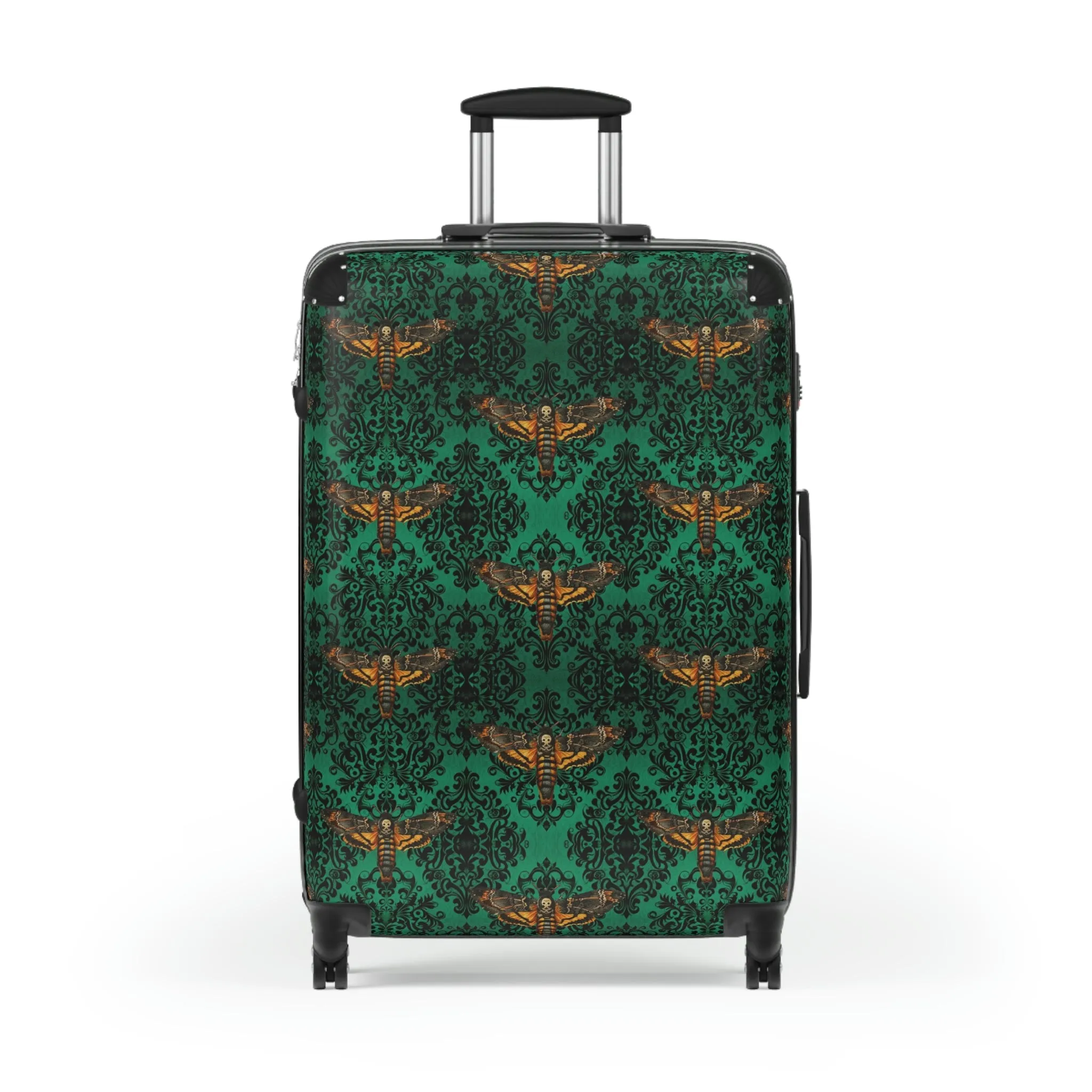 Death's Head Moth Emerald Damask Suitcase