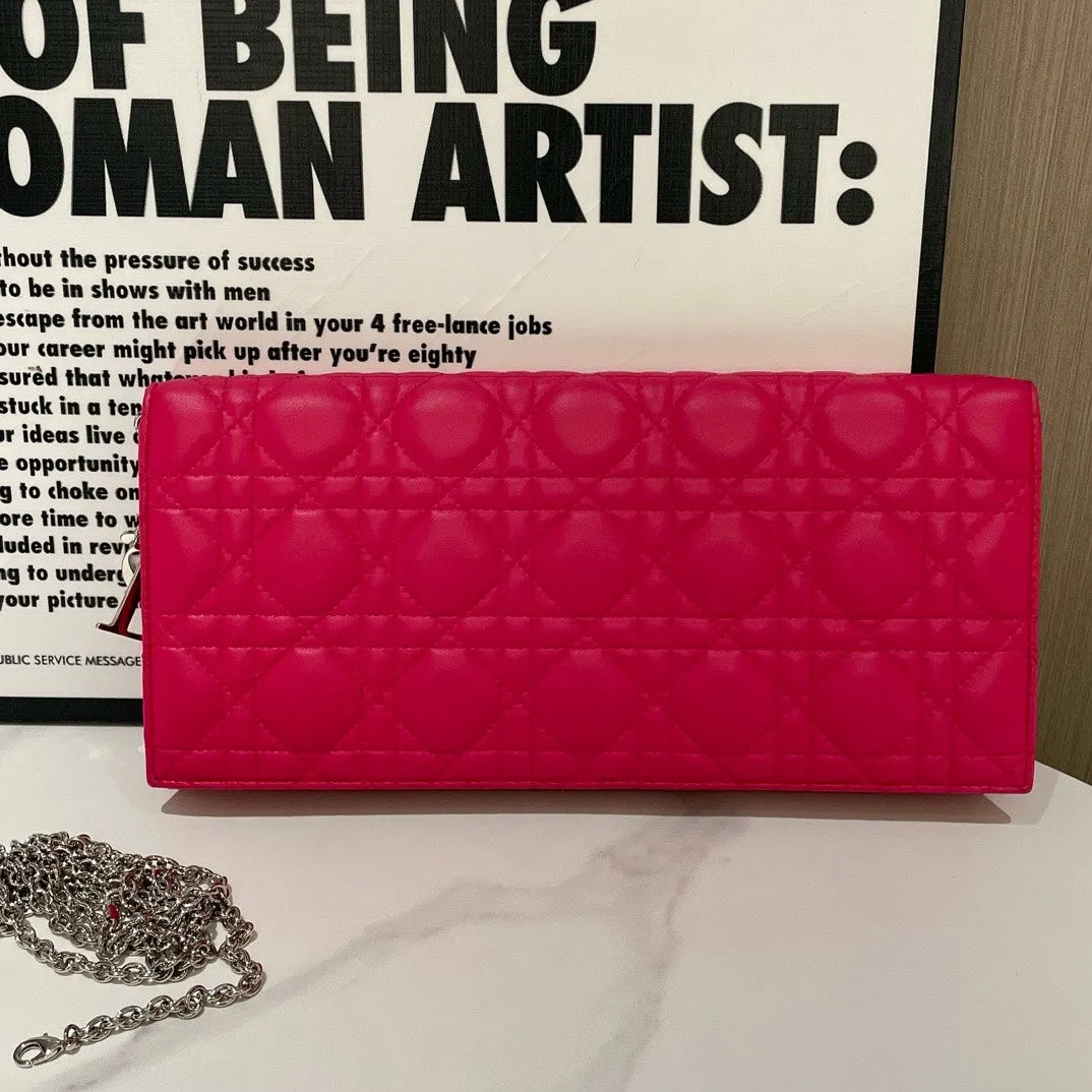 Dior Lady Dior Pink Leather Wallet on Chain 2013 Medium