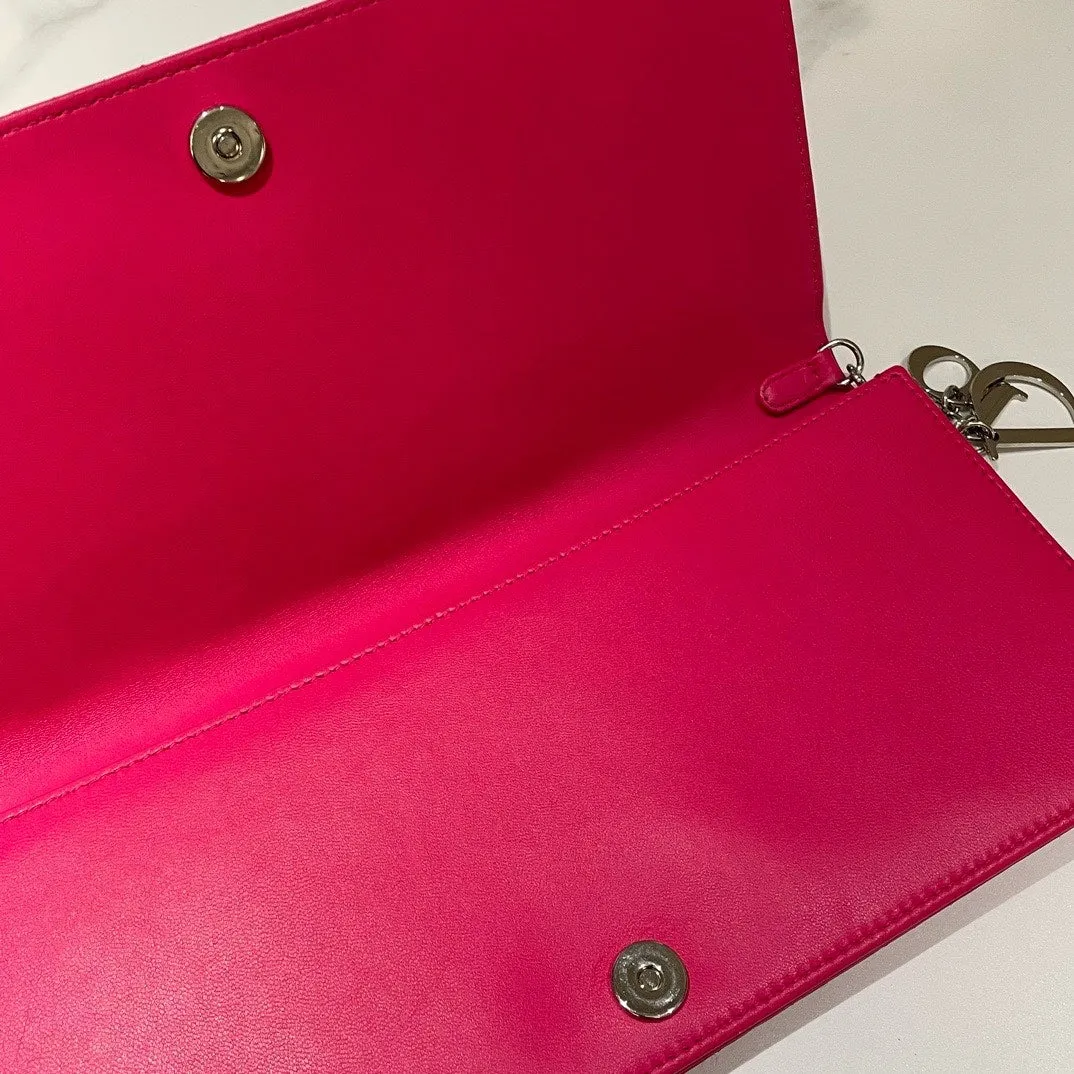 Dior Lady Dior Pink Leather Wallet on Chain 2013 Medium