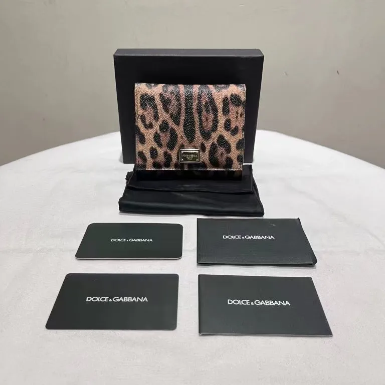 Dolce & Gabbana Crespo Leopard Print Leather Bifold Wallet