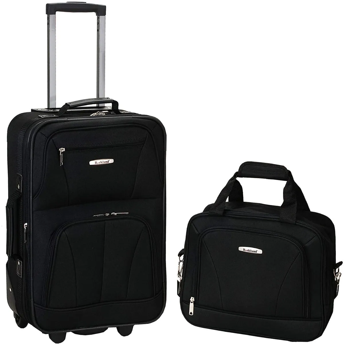 Fashion Soft-side Upright Luggage Set, Black, 2-Piece 14"/19"