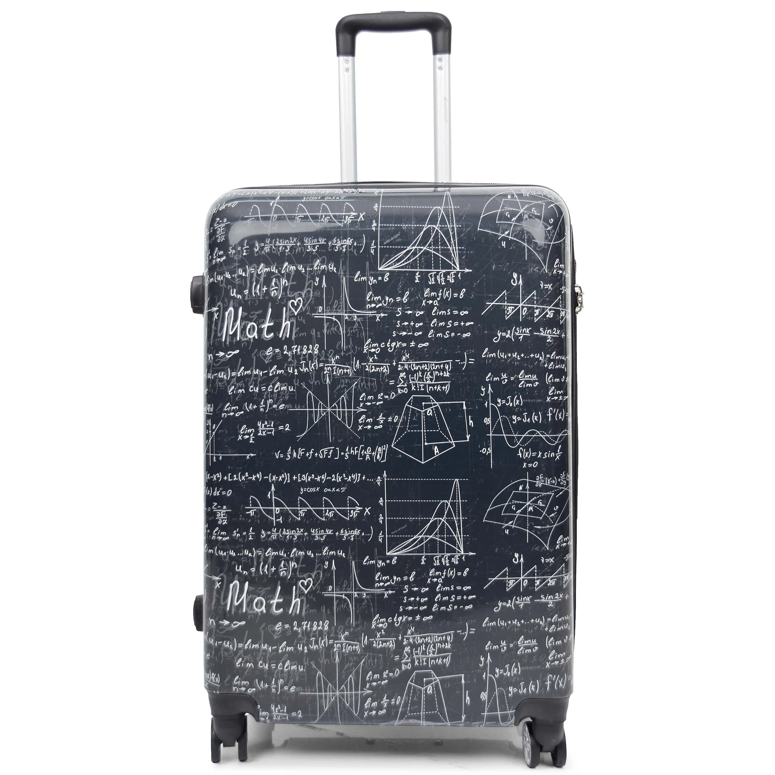 Four Wheel Suitcase Hard Shell Expandable Luggage Maths Print