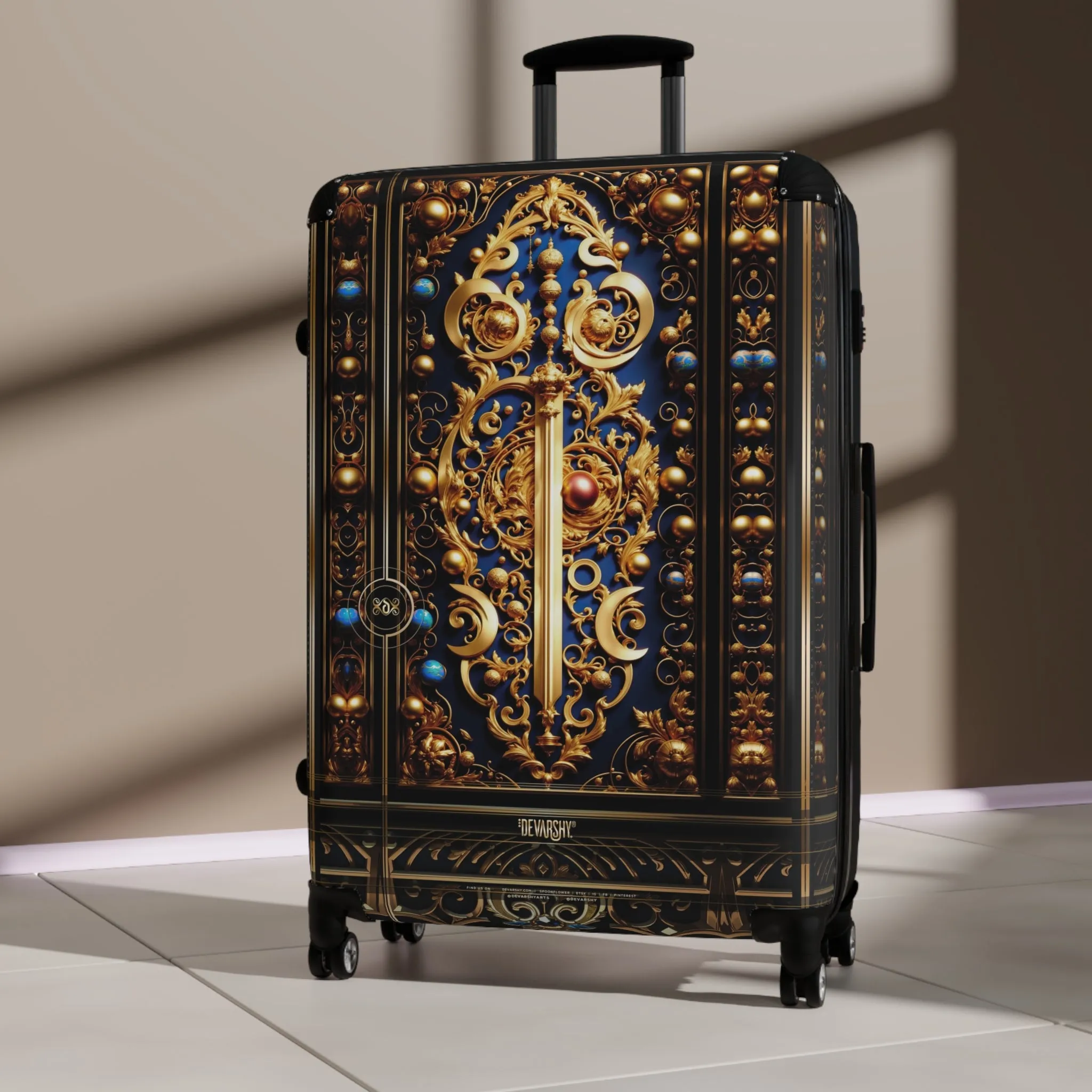 Golden Sword Suitcase Knights Templar Travel Luggage Carry-on Suitcase Premium Hard Shell Suitcase with Wheels | D20232