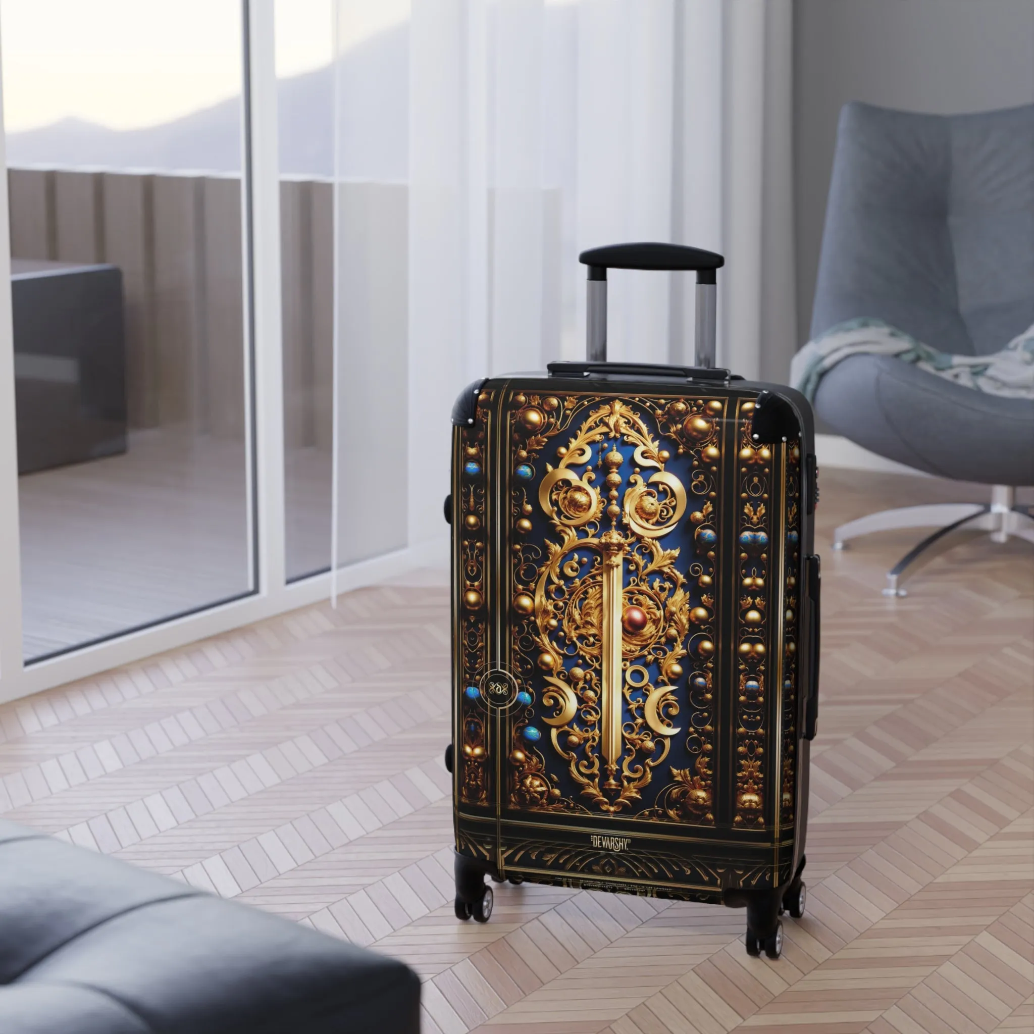 Golden Sword Suitcase Knights Templar Travel Luggage Carry-on Suitcase Premium Hard Shell Suitcase with Wheels | D20232