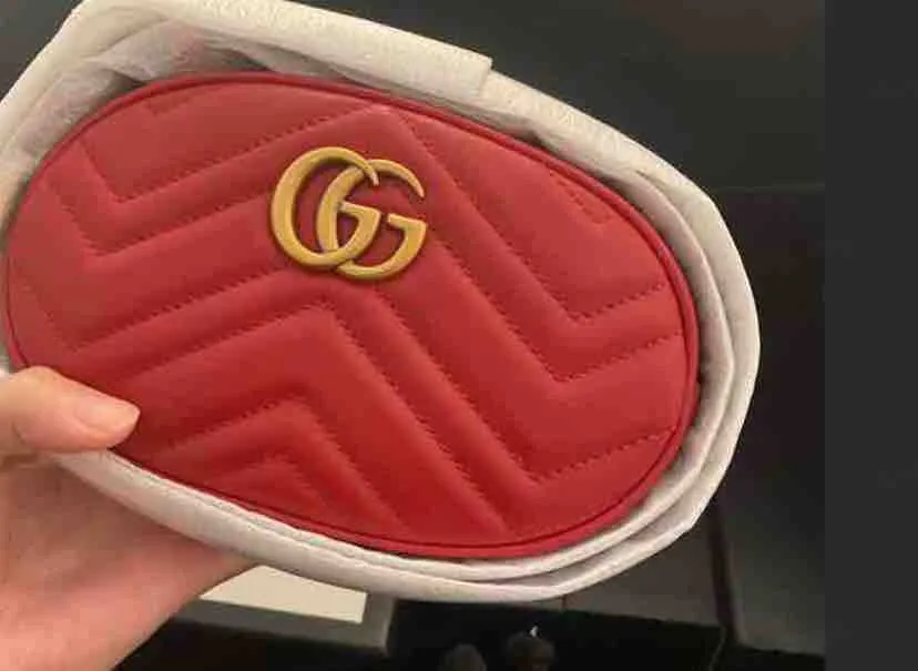 Gucci GG Hibiscus Red Leather Belt Bag