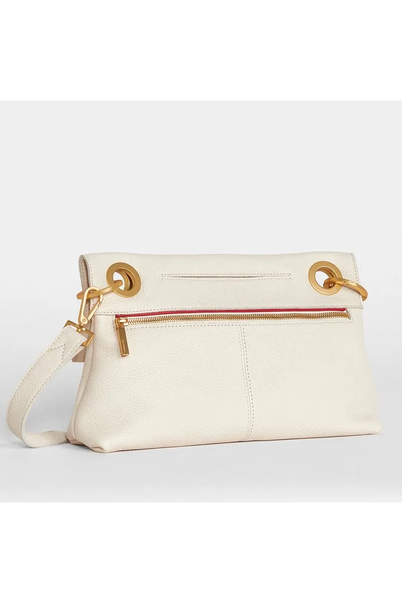 Hammitt VIP Montana Medium Clutch Crossbody Bag 15334 | Calla Lily White/Brushed Gold