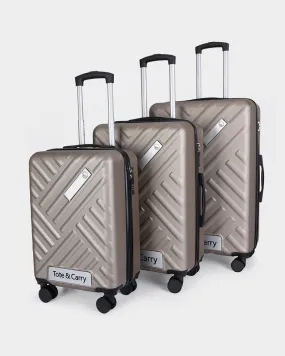 Hard Case 3 Piece Luggage Set in Champagne Gold