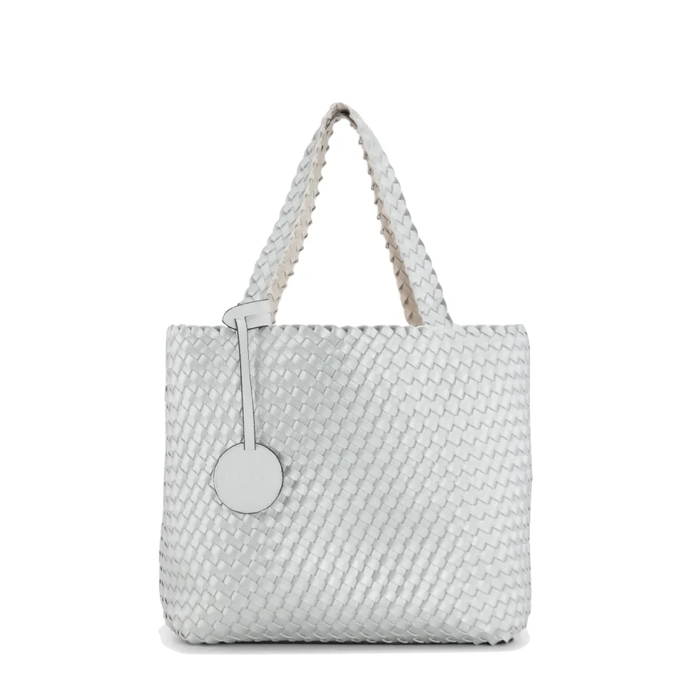 Ilse Jacobsen Women's Bag 08 Reversible Woven Tote in Egg White/Silver