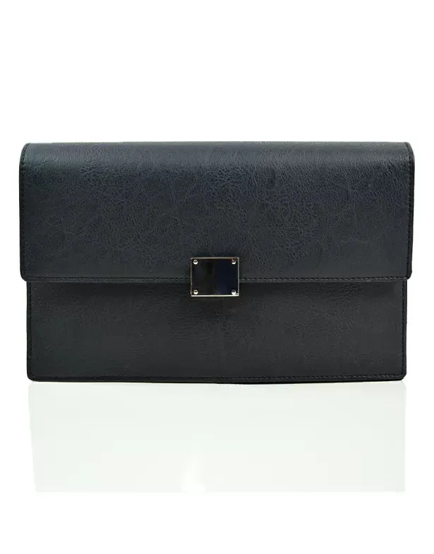 JORDAN EVENING PURSE SHOULDER STRAP CLUTCH BAG IN BLACK SYNTHETIC LEATHER