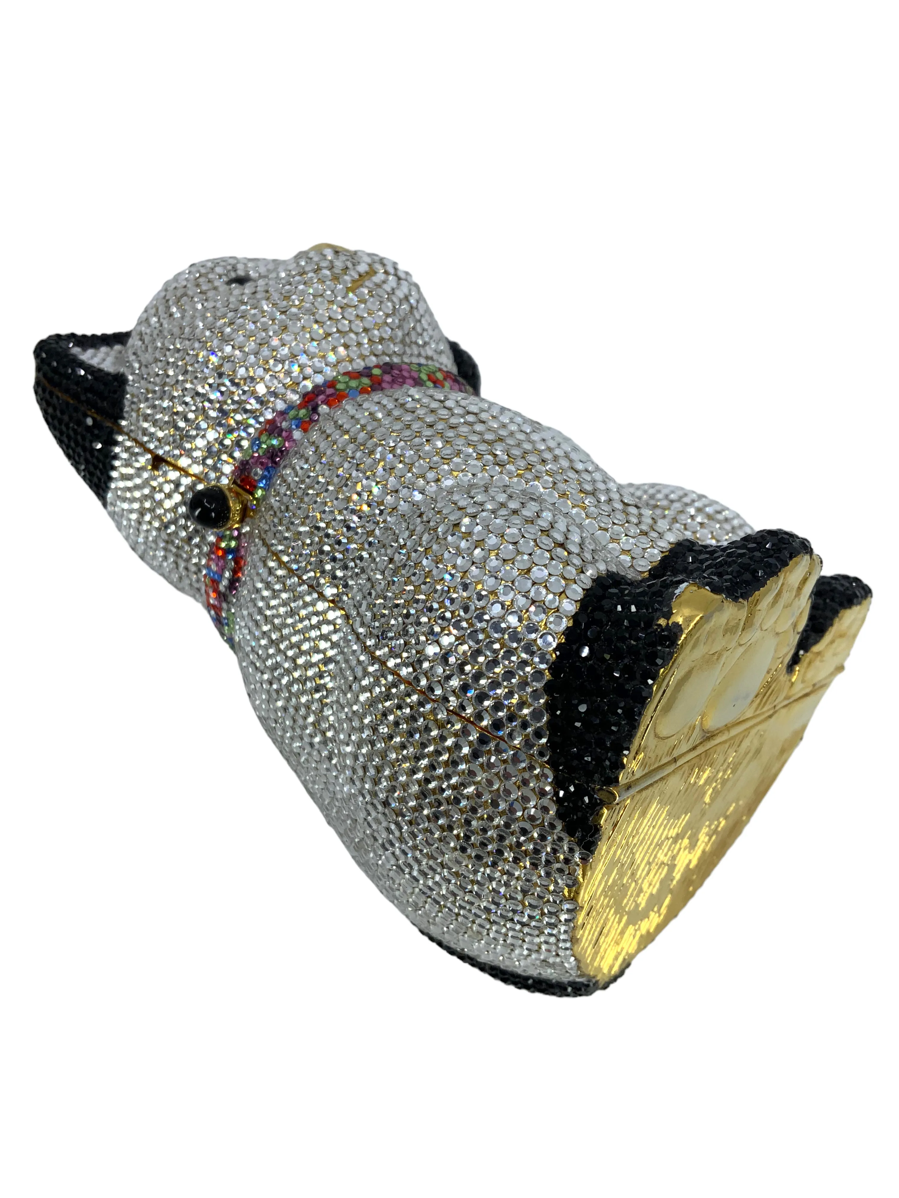 Judith Leiber Swarovski Crystal Maneki Neko Lucky Cat Minaudiere Evening Bag