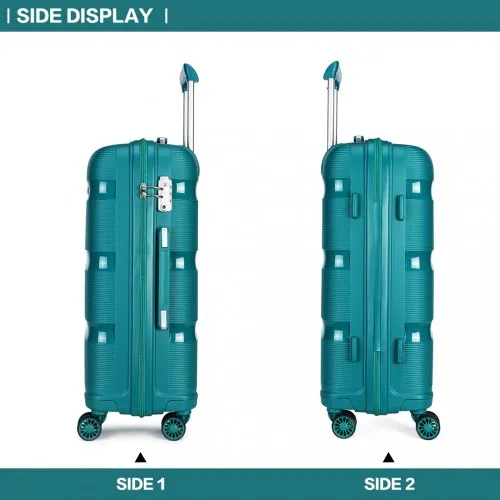 Kono 24 Inch Bright Hard Shell PP Suitcase - Classic Blue/Green Collection | Durable & Stylish Luggage