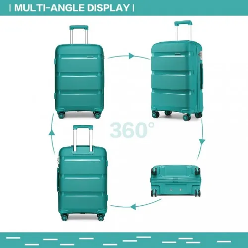 Kono 24 Inch Bright Hard Shell PP Suitcase - Classic Blue/Green Collection | Durable & Stylish Luggage