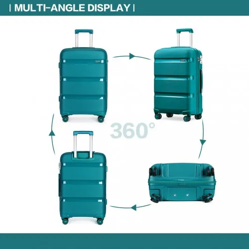 Kono 24 Inch Bright Hard Shell PP Suitcase - Classic Blue/Green Collection | Durable & Stylish Luggage