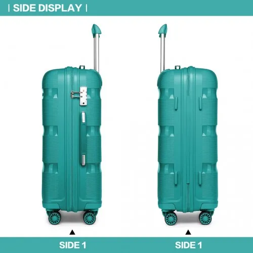 Kono 24 Inch Bright Hard Shell PP Suitcase - Classic Blue/Green Collection | Durable & Stylish Luggage