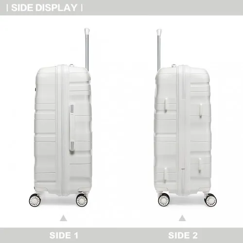 Kono Lightweight Polypropylene Hard Shell 4 Piece Suitcase Set with TSA Lock and Vanity Case - Cream White