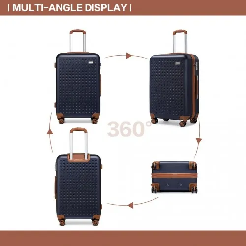 Kono Navy ABS Hard Shell Suitcase Set with TSA Lock & Vanity Case - 4 Piece Set