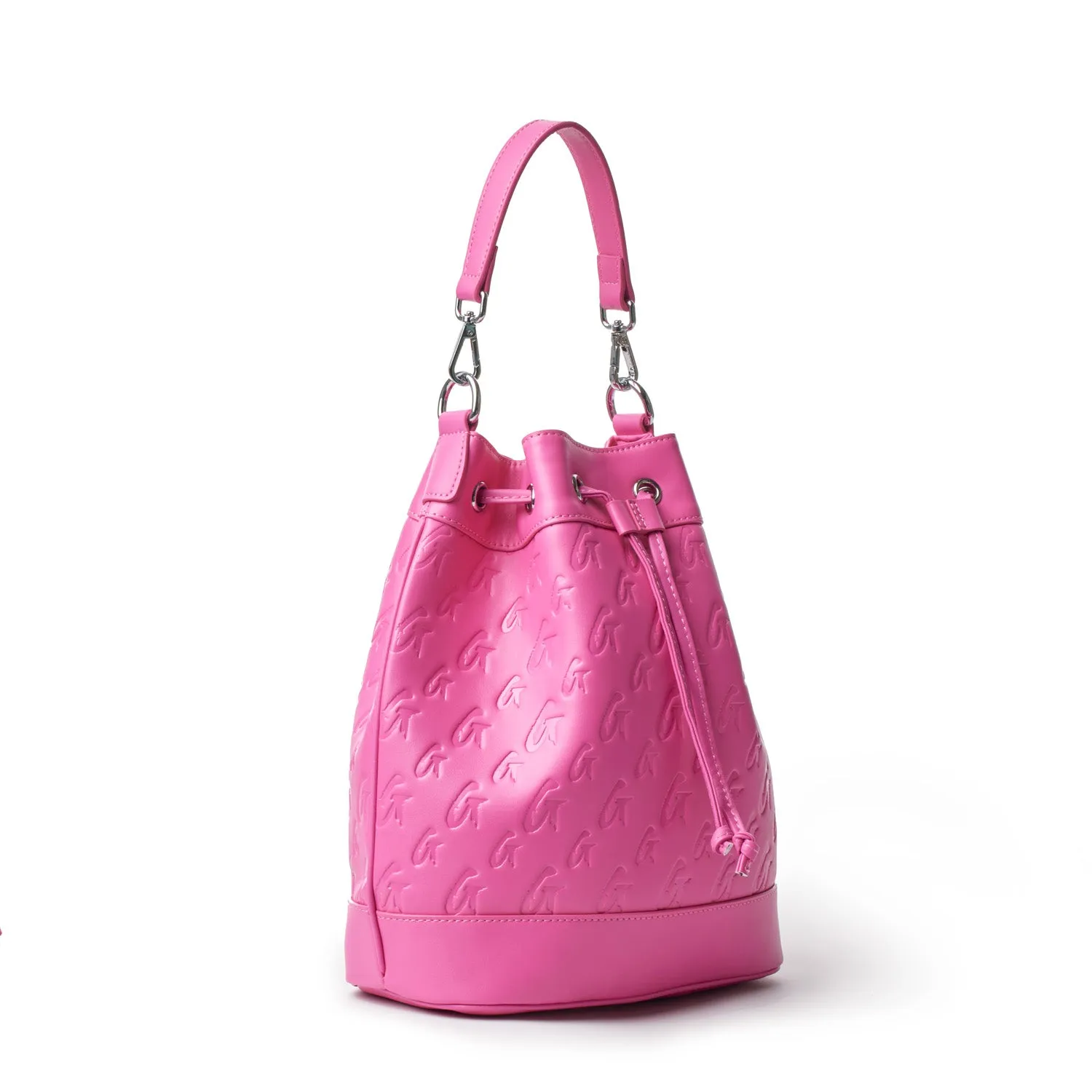 LARGE MONOGRAM BUCKET BAG - HOT PINK