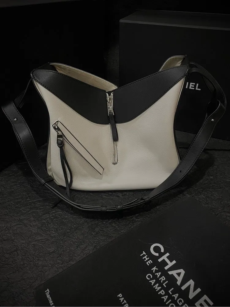 Loewe Hammock Compact Calfskin Bag Black White Size 30x25