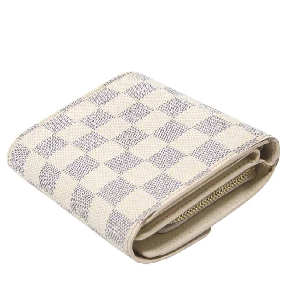 Louis Vuitton White Koala Damier Azur Coated Canvas French Compact Push-lock Wallet